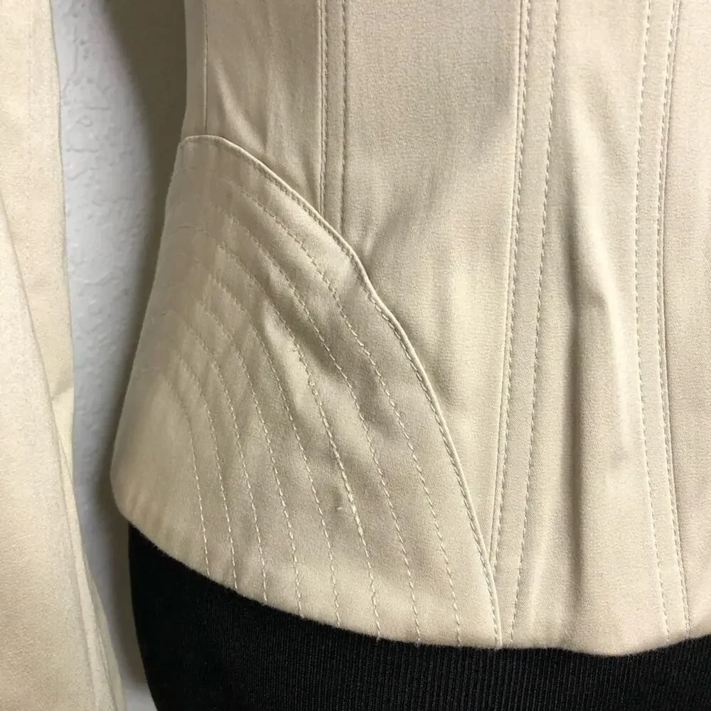 WHBM cream tan zip front blazer jacket size 2